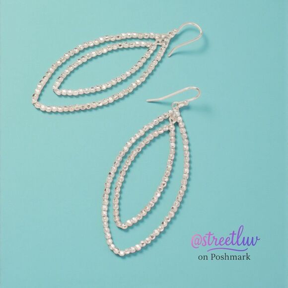 RARE stella & dot ~ silverβbardot hoop earrings - Picture 1 of 5